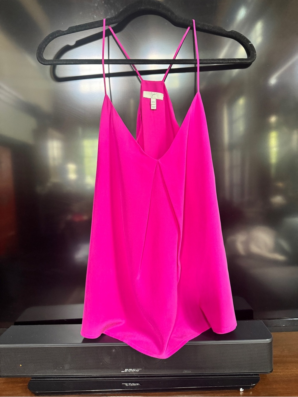 Joie Hot Pink Satin V-Neck Spaghetti Strap Camisole